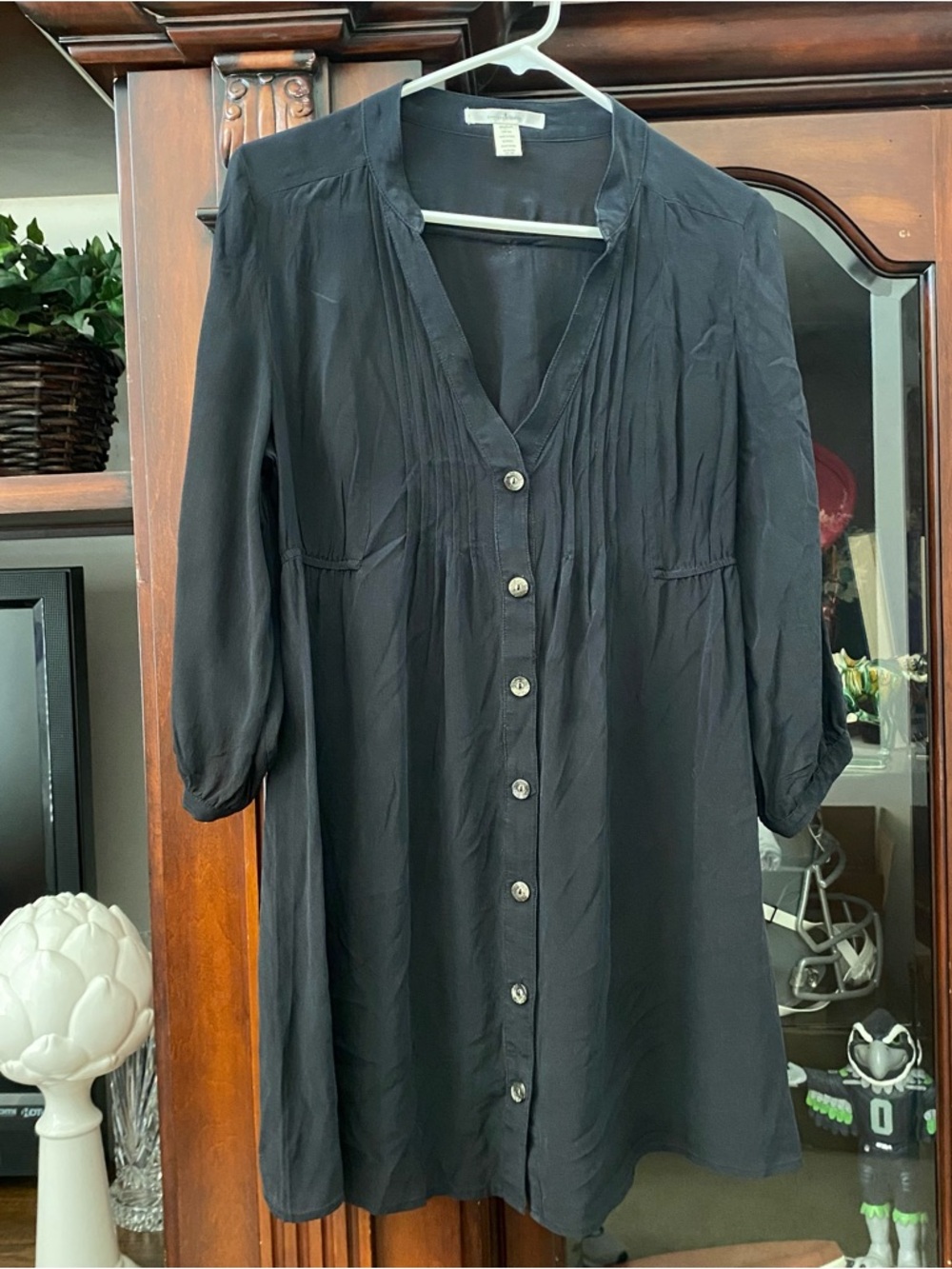 Trinity 100% Silk Black Tunic sz M Sheer Mini Dress Spring Summer Coverup Beach
